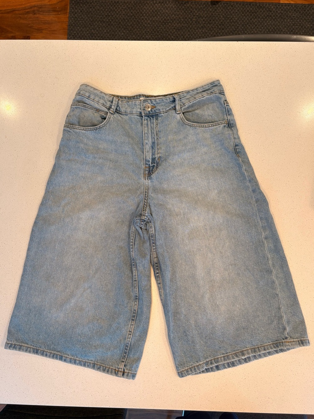 Bershka light blue denim bermuda